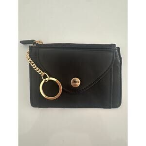 Lotis Leather ID Card Wallet w/Key Chain RFID PROTECTED black NEW
